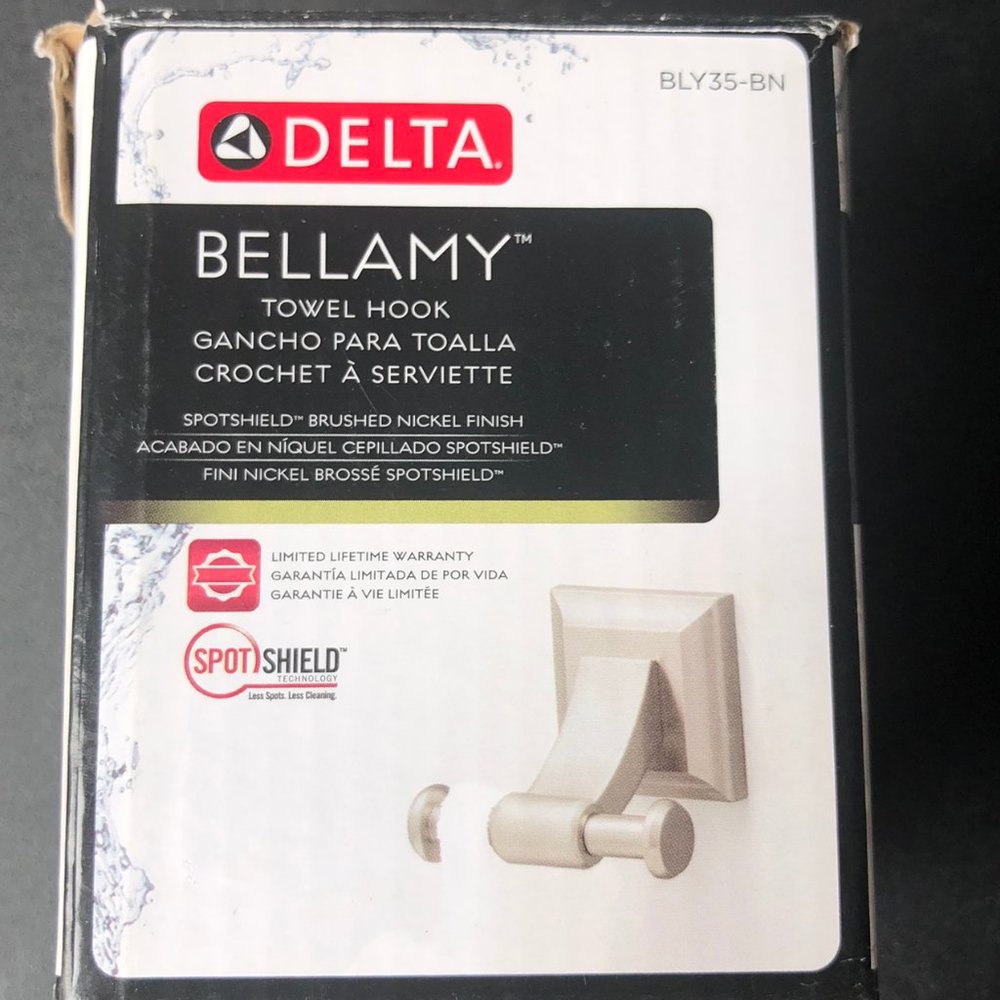Delta Bellamy Single-Hook Brushed Nickel Towel Hook